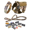 🐾 Tactical Dog Harness Set — Adjustable Military Vest with Leash, Collar & Custom Patches