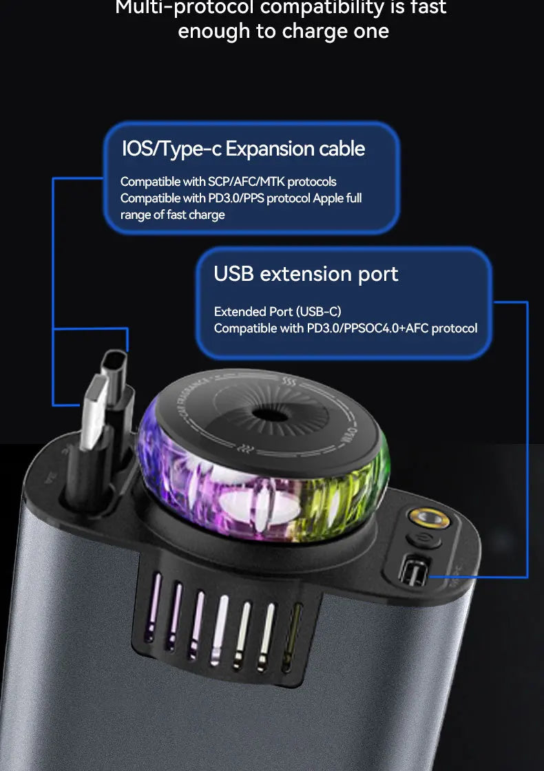 Fast Charging USB-C/ LED Starry Lights & Aromatherapy– iOS & Android