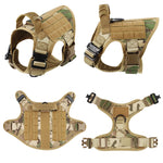 🐾 Tactical Dog Harness Set — Adjustable Military Vest with Leash, Collar & Custom Patches