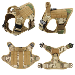 🐾 Tactical Dog Harness Set — Adjustable Military Vest with Leash, Collar & Custom Patches