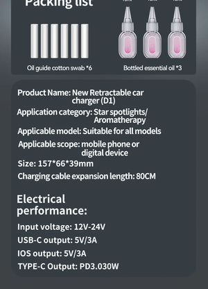 Fast Charging USB-C/ LED Starry Lights & Aromatherapy– iOS & Android