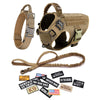 🐾 Tactical Dog Harness Set — Adjustable Military Vest with Leash, Collar & Custom Patches