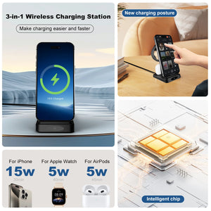 3-in-1 Wireless Charging Station – Fast, Foldable, Magnetic