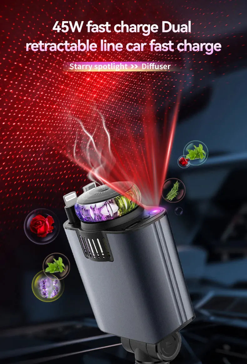 Fast Charging USB-C/ LED Starry Lights & Aromatherapy– iOS & Android