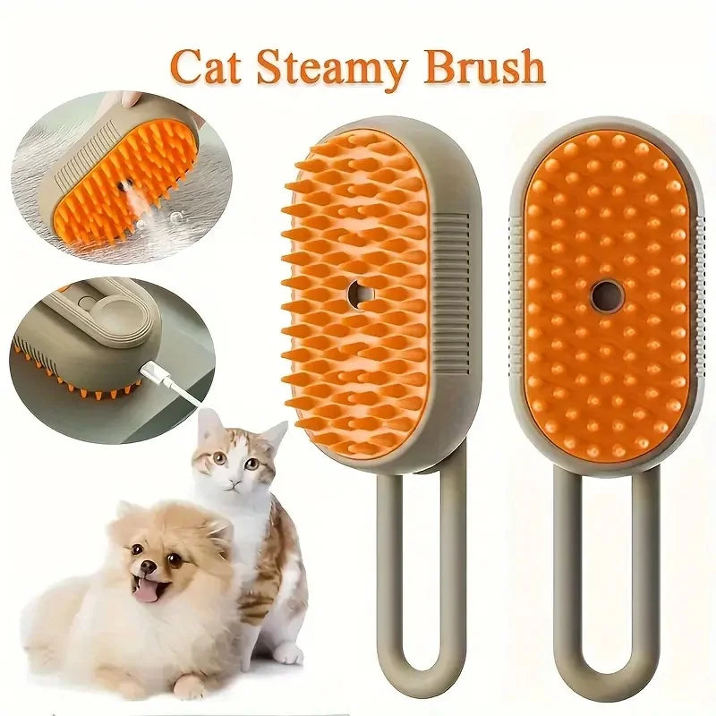 Pet Steam Spray Massage Brush – Clean, Detangle & Relax