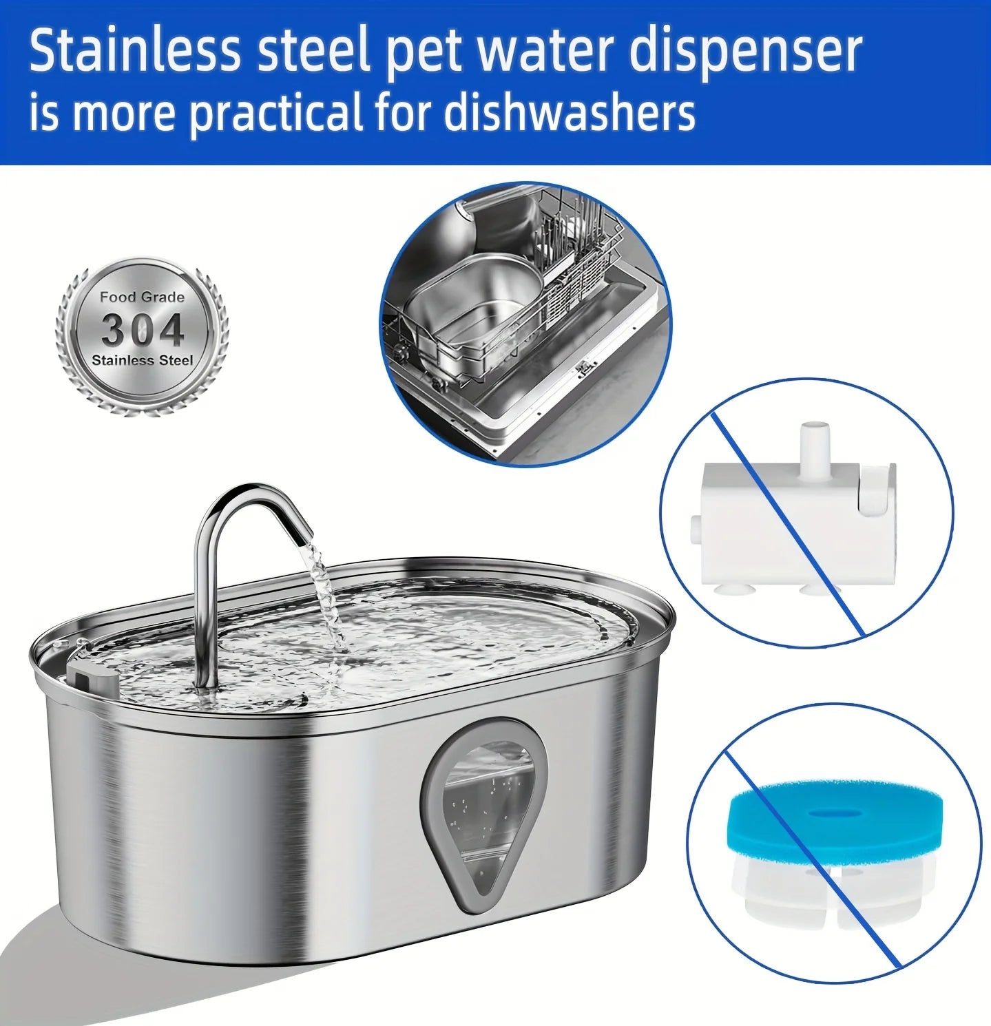 Stainless Steel Pet Water Fountain Ultra-Quiet and Automatic
