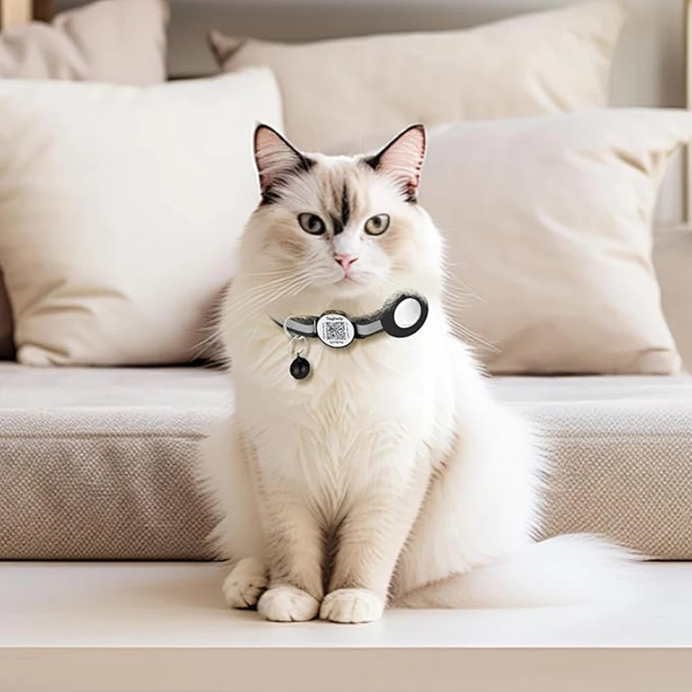 🐾 AirTag Collar for Cats & Small Dogs — Breakaway & QR Code ID