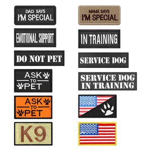 🐾 Tactical Dog Harness Set — Adjustable Military Vest with Leash, Collar & Custom Patches
